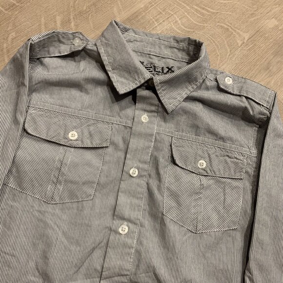 Y2K Helix Goth Grunge Button Up Shirt Youth Boys Large L Wings Tribal MMA Biker - Picture 3 of 7